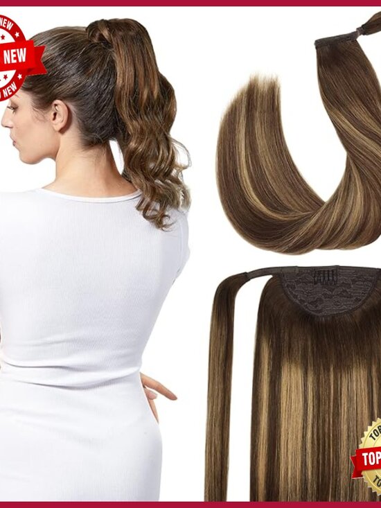 Long Straight Clip-In Ponytail Extension, Real Human Hair, 18 Inch main image 6